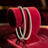 Pave 7.20 Cts Round Brilliant F/VS1 Diamonds Eternity Bangle Set 14K White Gold