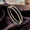 Pave 7.20 Cts Round Brilliant F/VS1 Diamonds Eternity Bangle Set 14K White Gold