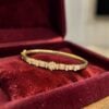 B-014 (27) Pavé 1.34 Cts Round Baguette F/VS1 Diamonds Statement Bracelet 18K Yellow Gold