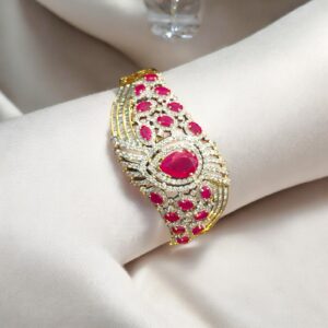 B-028 (17) Magnificent 5.51 Cts Round Baguette Cut Natural Diamonds Party Bracelet 14K Gold
