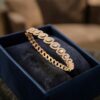 B-039 (27) Pavé 2.30 Cts Marquise Round F/VS1 Diamonds Halo Statement Bracelet In 14K Gold