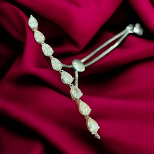 B-046 (19) 4 Carats Pear Shape Natural Diamonds Teardrop Radiance Bracelet 14K White Gold