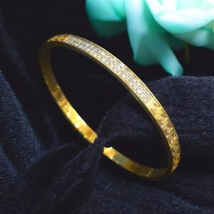 Stunning 1.58 Cts Round Brilliant Cut Natural Diamonds Statement Bangle 14K Gold