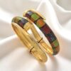 B-068 (7) Exquisite Dubai Handmade Enamel Bangles Set in 916 Hallmarked 22K Yellow Gold