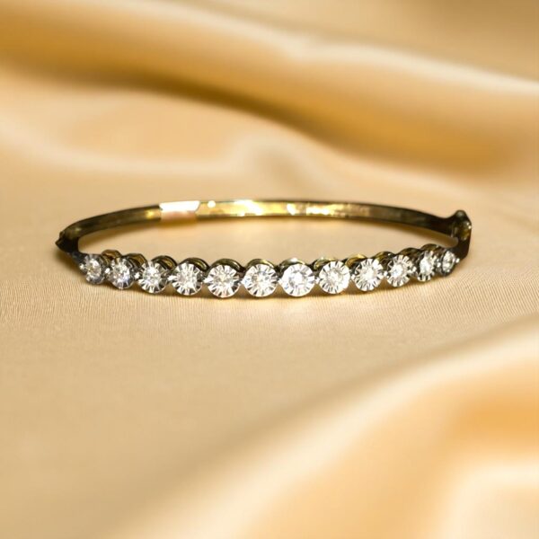 Classy 0.55 Cts Round Brilliant Cut F/VS1 Diamonds Single Row Bracelet 14K Gold
