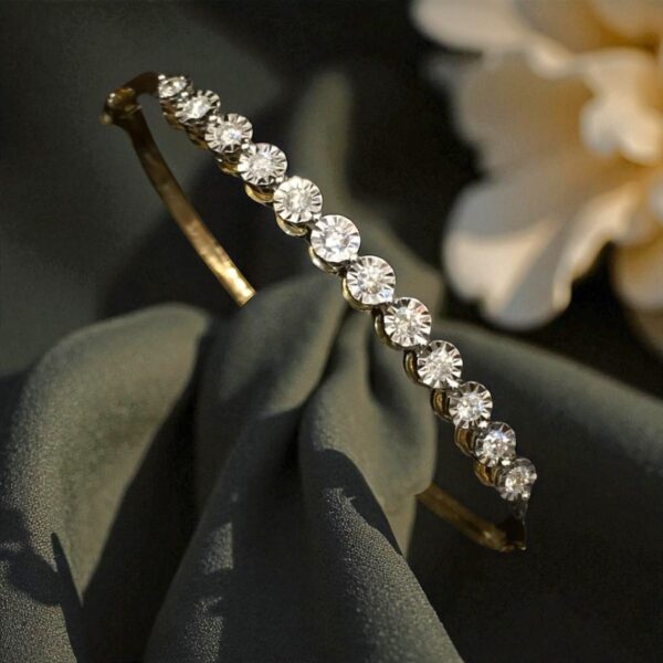 Classy 0.55 Cts Round Brilliant Cut F/VS1 Diamonds Single Row Bracelet 14K Gold
