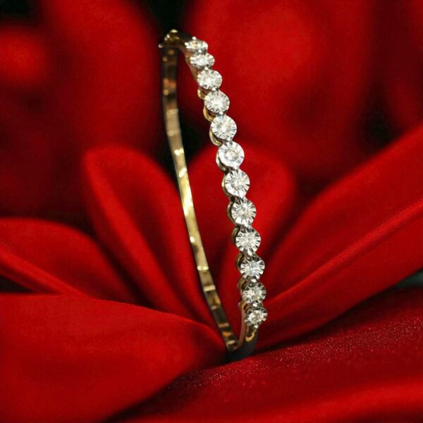 Classy 0.55 Cts Round Brilliant Cut F/VS1 Diamonds Single Row Bracelet 14K Gold