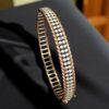 1.58 Carats Round Brilliant Cut Natural Diamonds Two-Row Bracelet 14K Rose Gold