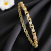 B-077 (18) Pave 1.57 Cts F/VS1 Round Brilliant Cut Natural Diamonds Bangle 14K Yellow Gold