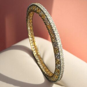 Exquisite 6.60 Cts Round Brilliant Cut Natural Diamonds Eternity Bangle 14K Gold