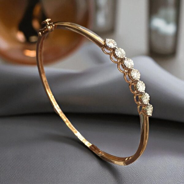Dazzling 0.27 Cts Round Brilliant Cut Diamonds Statement Bracelet 14K Rose Gold