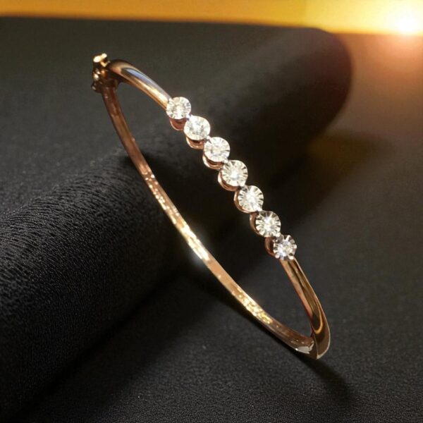 Dazzling 0.27 Cts Round Brilliant Cut Diamonds Statement Bracelet 14K Rose Gold