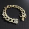 Pave 8.40 Cts Round Baguette Shape Diamonds Men's Cuban Link Bracelet 14K Gold