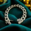 Pave 8.40 Cts Round Baguette Shape Diamonds Men's Cuban Link Bracelet 14K Gold