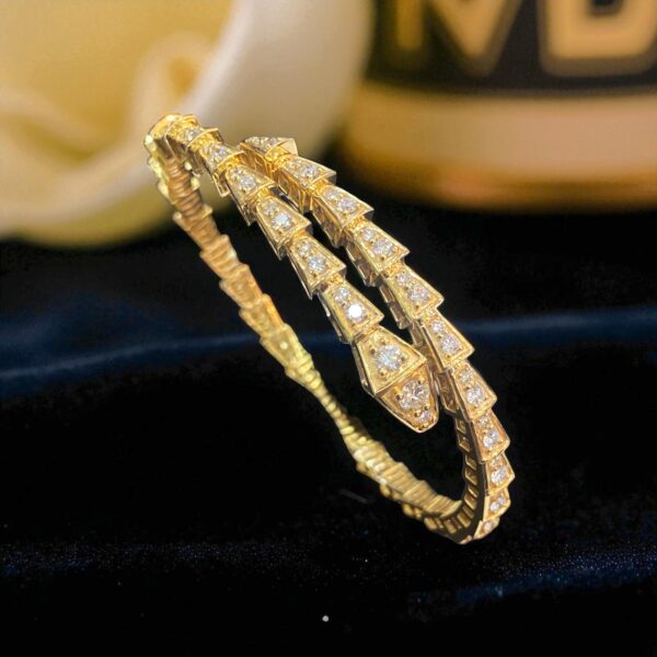 Pave 2.17 Cts Round Brilliant F/VS1 Diamonds Serpenti Viper Bracelet 18K Gold