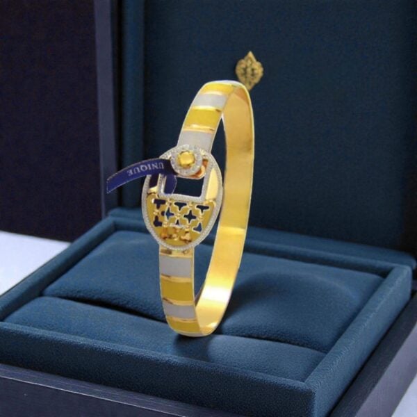 B-088 (8) 81456-27.380-2 Classic Dubai Handmade Hinged Bangle Bracelet In Certified 22Karat Yellow Gold