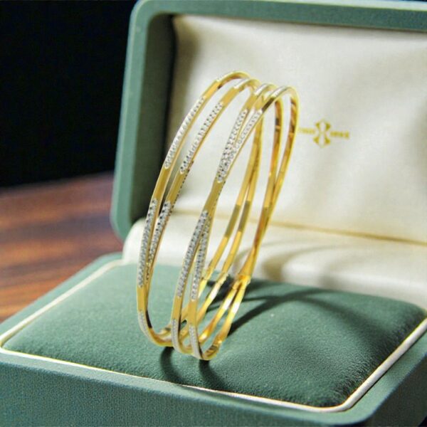 Classy Dubai Handmade Interwined Bangles Set In Hallmark 22K Yellow Gold