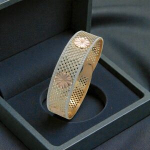 B-090 (8) 100892-32 Beautiful Dubai Handcrafted Two-Tone Bracelet in Certified 22K Yellow Gold