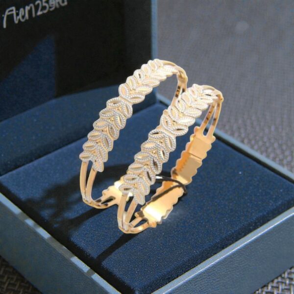 B-092 (8) 114767-41 Stylish Dubai Handmade X-Design Bangles Set in Hallmarked 22K Yellow Gold