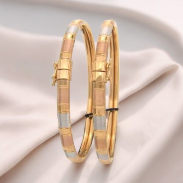 B-093 (3) 114779-37.45 Stunning Dubai Handmade Bracelets Set In Stamped 22K Multi-Tone Gold
