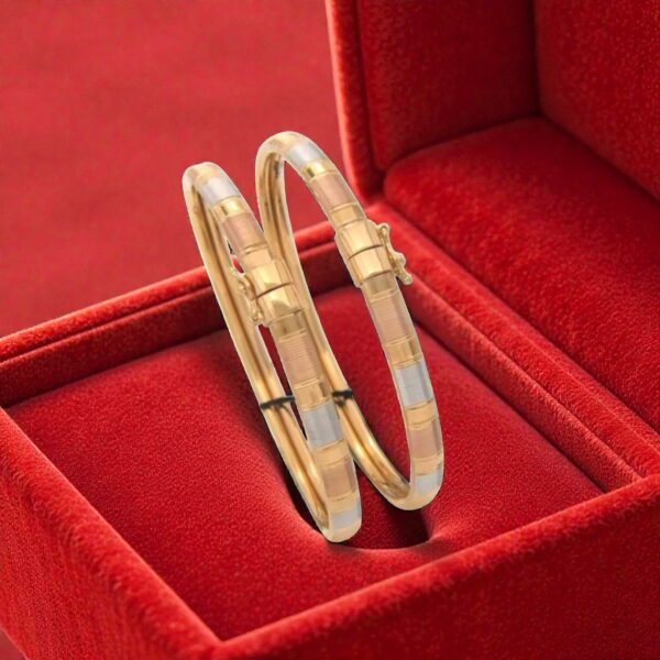 B-093 (6) 114779-37 Stunning Dubai Handmade Bracelets Set In Stamped 22K Multi-Tone Gold