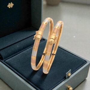B-093 (7) 114779-37 Stunning Dubai Handmade Bracelets Set In Stamped 22K Multi-Tone Gold