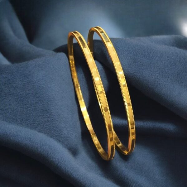 Classy Dubai Handmade Slip-On Bangle Set In 916 Stamped 22Karat Yellow Gold