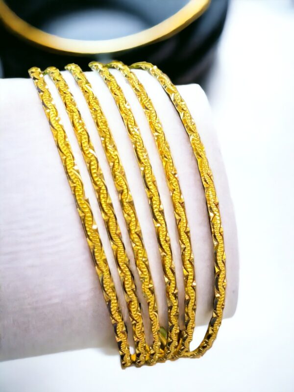 Beautiful Dubai Handmade Six-Bangles Set In Hallmark 22K Yellow Gold