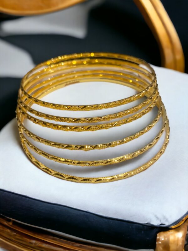 Beautiful Dubai Handmade Six-Bangles Set In Hallmark 22K Yellow Gold