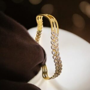 B-101 (18) Gorgeous Dubai Handmade Floral Bangle In Hallmark 22Karat Yellow Gold