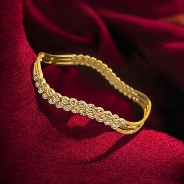 B-101 (19) Gorgeous Dubai Handmade Floral Bangle In Hallmark 22Karat Yellow Gold