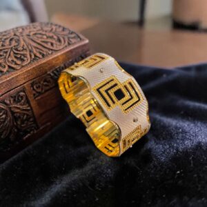Stunning Dubai Handmade Slip-On Bangle Bracelet In Fine 22K Two-Tone Gold