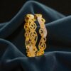B-105 (18) Sophisticated Dubai Handmade Slip On Bangles Set In Hallmark 22K Yellow Gold