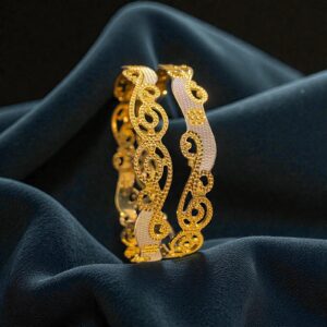 B-105 (18) Sophisticated Dubai Handmade Slip On Bangles Set In Hallmark 22K Yellow Gold