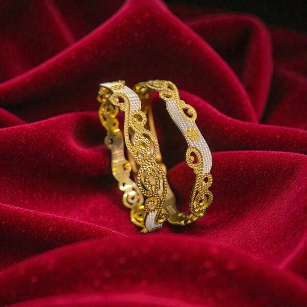 B-105 (19) Sophisticated Dubai Handmade Slip On Bangles Set In Hallmark 22K Yellow Gold