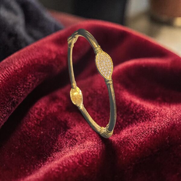 B-106 (21) Classy Dubai Handmade Zircon Bangle Bracelet In Fine 22K Yellow Gold