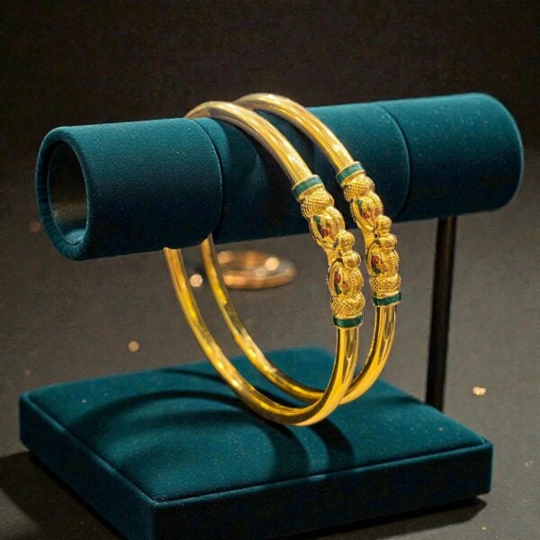 Beautiful Dubai Handmade Elephant Mouth Bangles Set In Hallmark 22K Yellow Gold