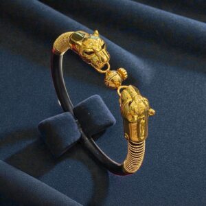 B-109 (19) Stunning Dubai Twin Leopard Unisex Bracelet In 916 Stamped 22K Yellow Gold