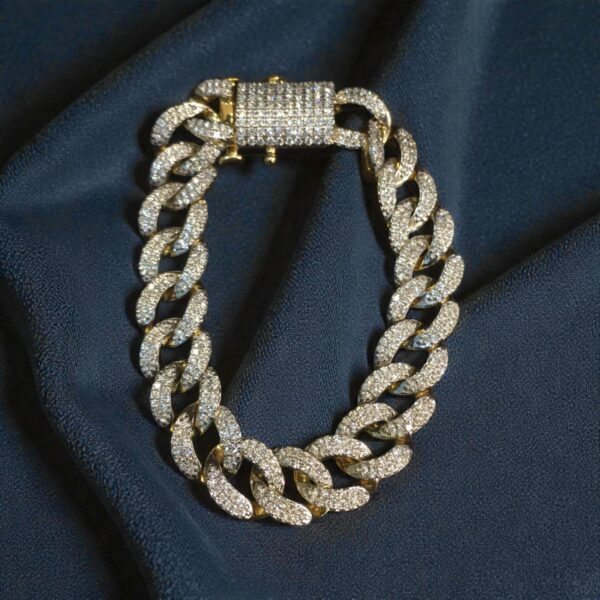 Pave 4.75 Cts Round Brilliant F/VS1 Diamonds Men's Cuban Link Bracelet 14K Gold