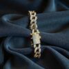 Pave 4.75 Cts Round Brilliant F/VS1 Diamonds Men's Cuban Link Bracelet 14K Gold