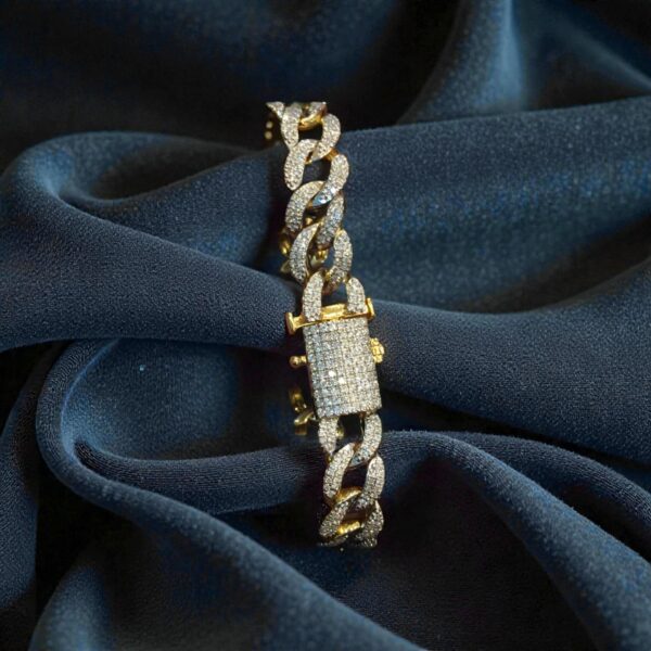 Pave 4.75 Cts Round Brilliant F/VS1 Diamonds Men's Cuban Link Bracelet 14K Gold