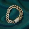 Pave 4.75 Cts Round Brilliant F/VS1 Diamonds Men's Cuban Link Bracelet 14K Gold
