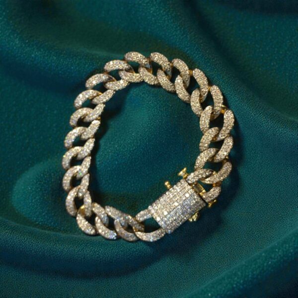 Pave 4.75 Cts Round Brilliant F/VS1 Diamonds Men's Cuban Link Bracelet 14K Gold