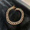 Pave 5.68 Cts Round Brilliant F/VS1 Diamonds Men's Cuban Link Bracelet 18K Gold