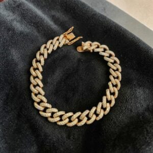 Pave 5.68 Cts Round Brilliant F/VS1 Diamonds Men's Cuban Link Bracelet 18K Gold
