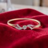 Stunning 0.80 Cts Round Brilliant F/VS1 Diamonds Bangle Bracelet 14K Yellow Gold