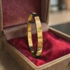 Classy 0.42 Cts Round Brilliant F/VS1 Diamonds Unisex Love Screw Bracelet 14K Yellow Gold
