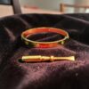 B-123-Y (14) Stunning 0.42 Cts Round Brilliant F/VS1 Diamonds Unisex Love Screw Bracelet 14K Yellow Gold