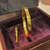 B-123-Y (16) Stunning 0.42 Cts Round Brilliant F/VS1 Diamonds Unisex Love Screw Bracelet 14K Yellow Gold