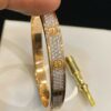 B-128 (6) 2.87 Cts Round Brilliant F/VS1 Diamonds Iced Out Unisex Love Screw Bracelet In 14K Rose Gold